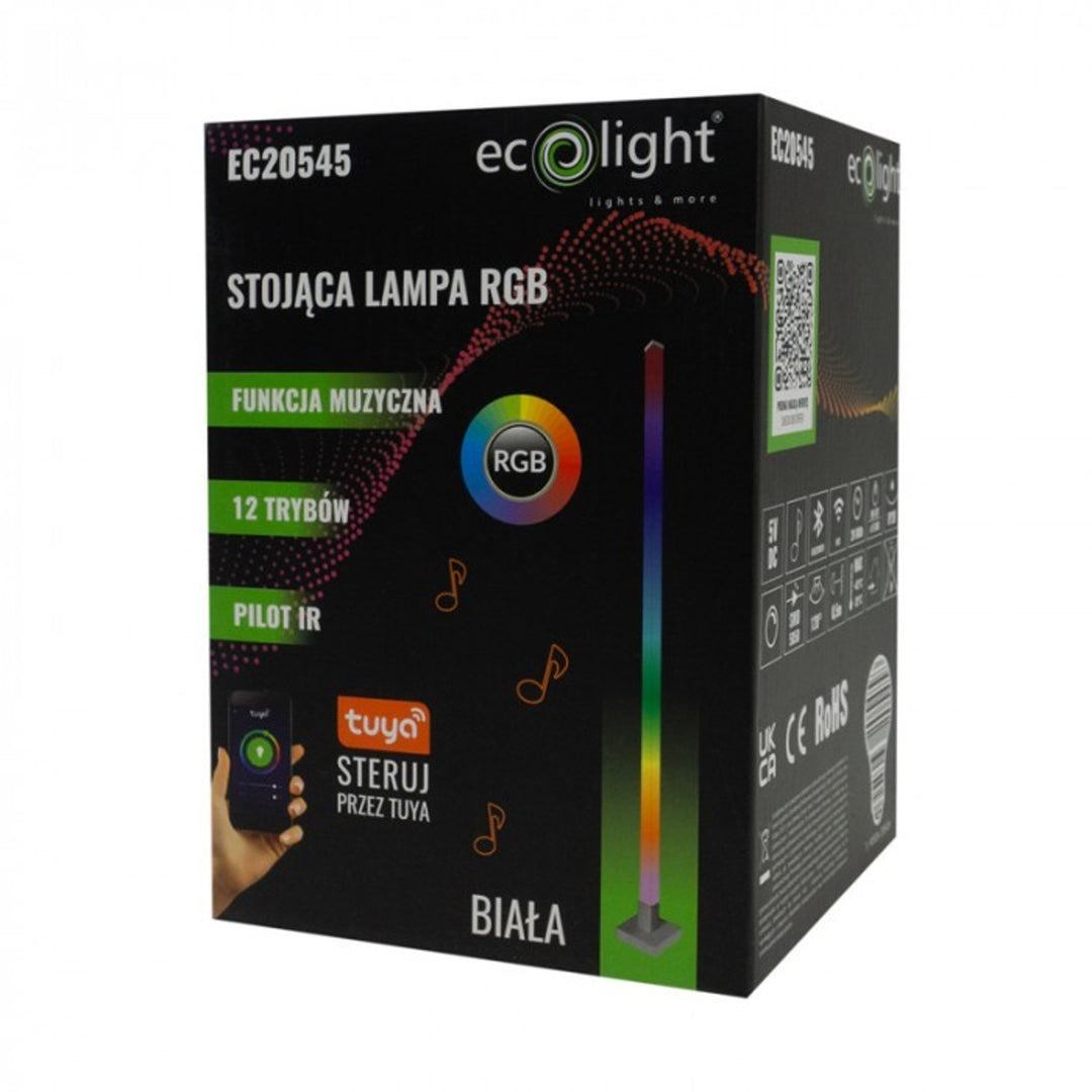 EcoLight Lámpara de pie, LED RGB, Función música, Tuya, blanco, EC20545