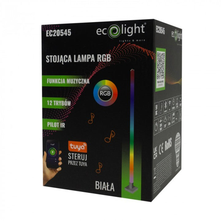 Lampe sur pied EcoLight, LED RGB, fonction musicale, Tuya, blanc, EC20545