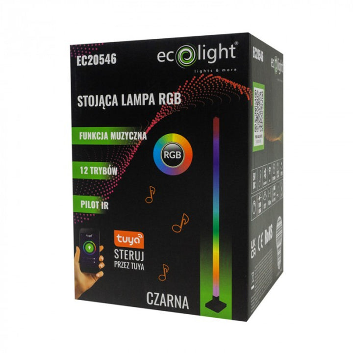 Eco Light EC20546 Lampe sur pied  LED RGB fonction musicale Tuya noir