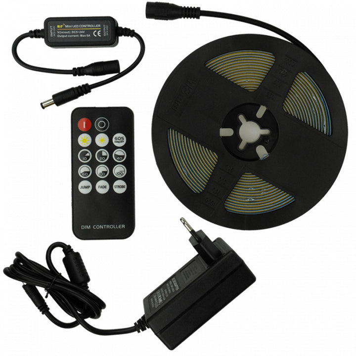 LED-strip EcoLight, 5m, IP20, 4000K. voeding, afstandsbediening, EC20812