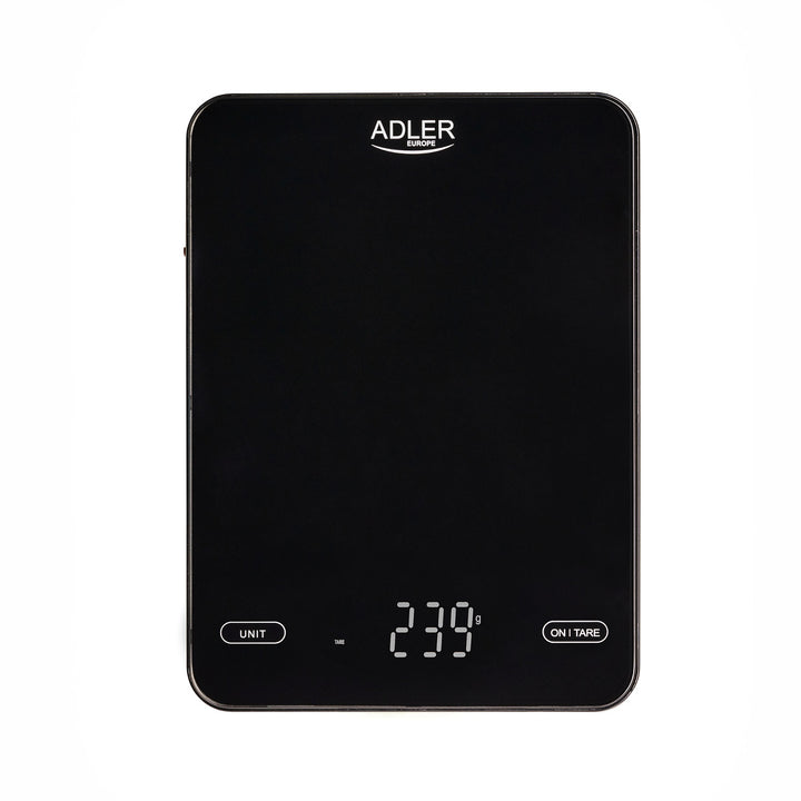Kitchen scale, Adler, black, 10 kg, USB rechargeable, AD 3177