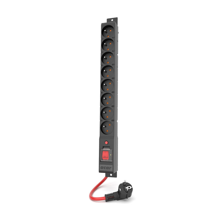 Acar surge protection strip, 16A, 3680W, 3m, black, R8 POWER