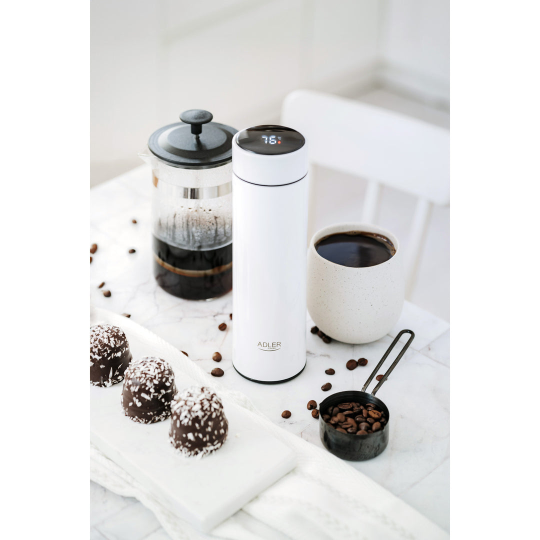Adler thermos flask, LED touchscreen display, 473 ml capacity, white, AD 4506