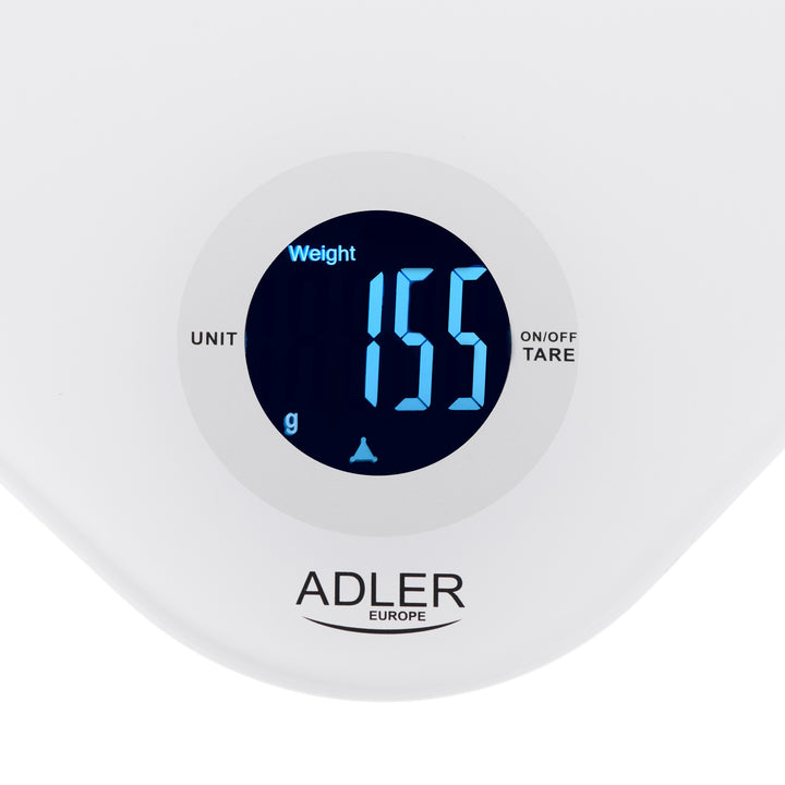 Adler AD 3180 Báscula de cocina digital con pantalla LCD, Balanza de vidrio templado, hasta 10 kg