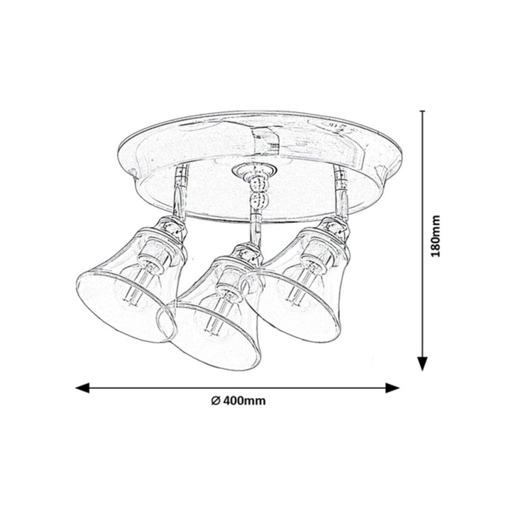 Rabalux ceiling lamp, bathroom, IP44, 3 sockets E14, max 40W, chrome, Antoine