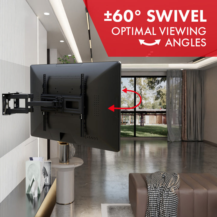 Maclean TV Mount, max VESA 600x400, 32-85", 60kg, horizontal and vertical angle adjustment, profile 65-390mm, black, MC-789