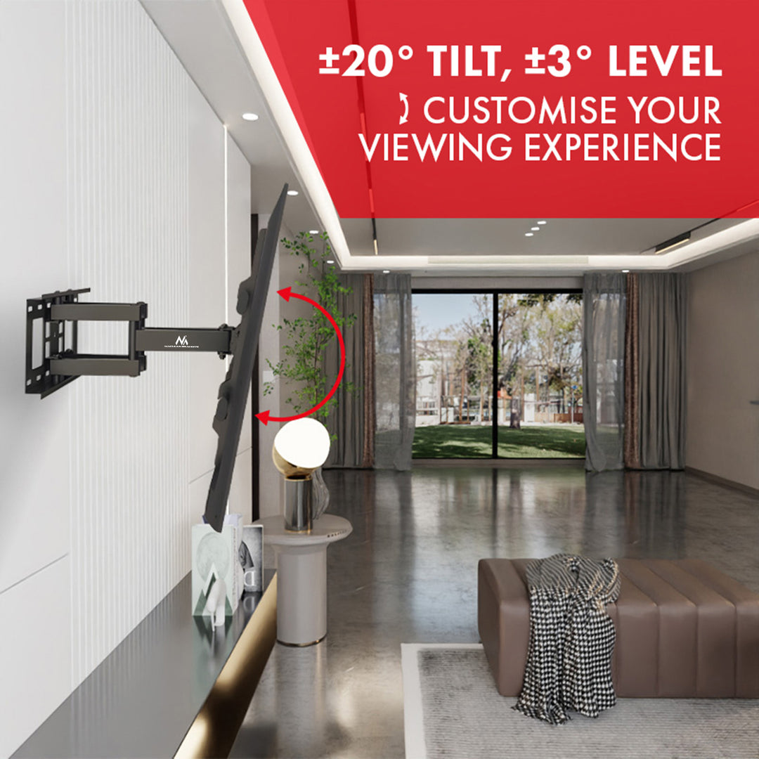 Maclean TV Mount, max VESA 600x400, 32-85", 60kg, horizontal and vertical angle adjustment, profile 65-390mm, black, MC-789