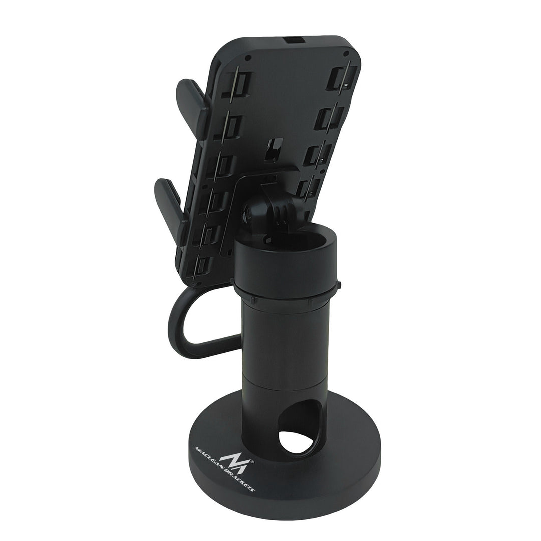 Maclean MC-819 Soporte de Terminal de Tarjeta para Dispositivos POS | Giratorio 90°, Ajuste de Inclinación +45° a -45°, Ancho Ajustable, Gestión de Cables | Montaje de Mesa para Terminales EC