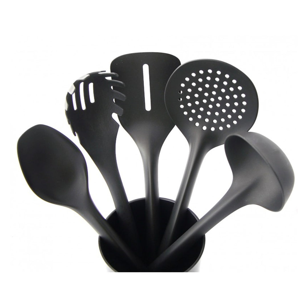 Set of 5 kitchen tools + 15 cm container black Practic Handy