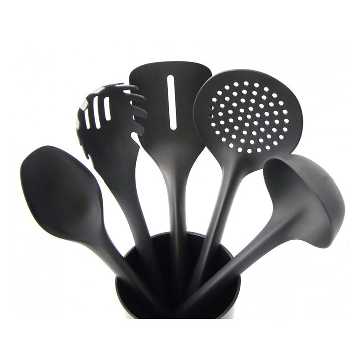 Set of 5 kitchen tools + 15 cm container black Practic Handy