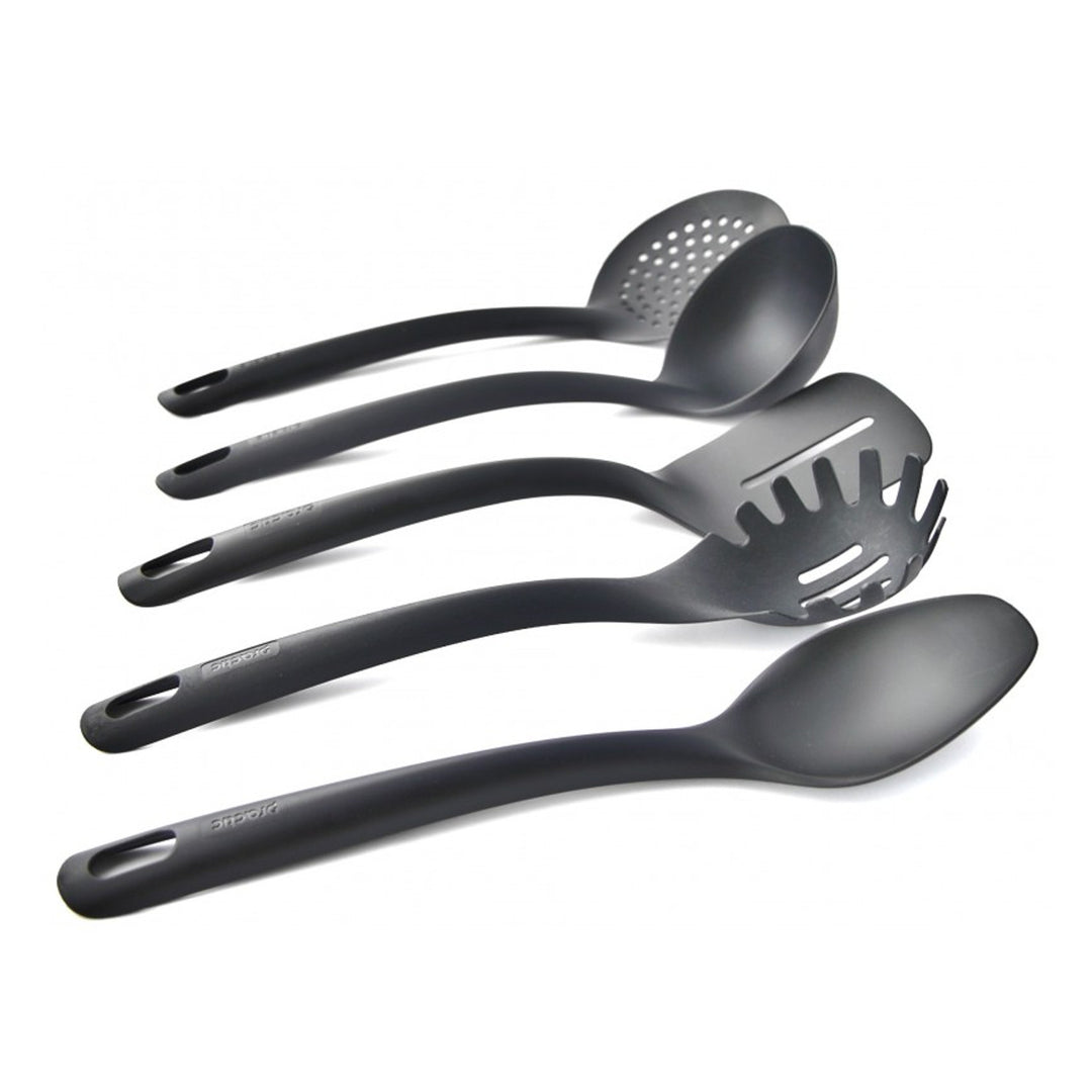 Set of 5 kitchen tools + 15 cm container black Practic Handy