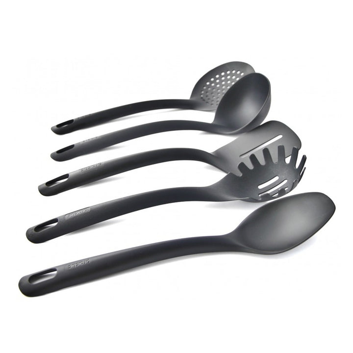 Set of 5 kitchen tools + 15 cm container black Practic Handy