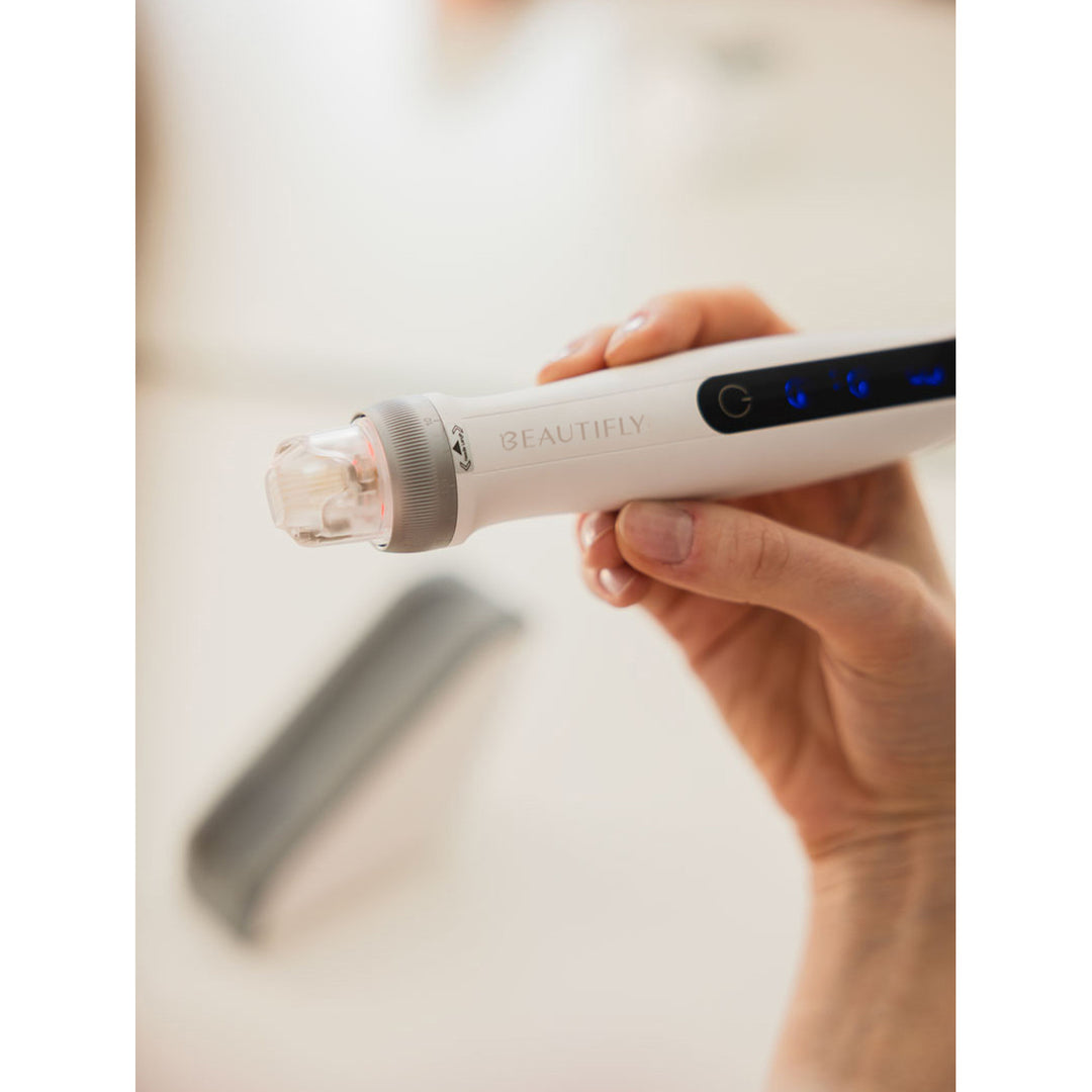 Dermapen CollagenBoost Microneedle Mesotherapy with EMS microcurrents and LED light.