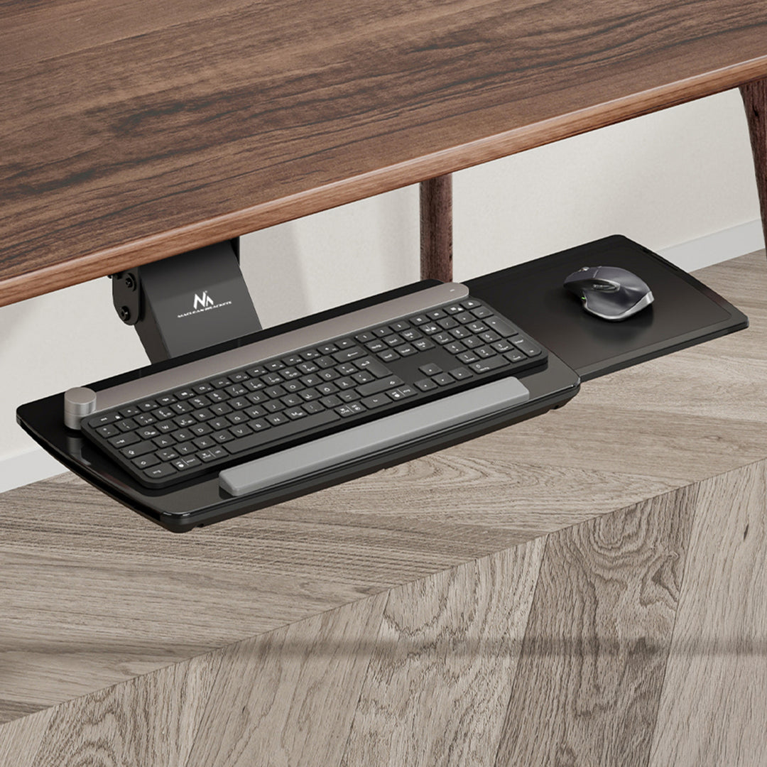 Maclean under-desk keyboard holder, adjustable, max. 5kg, black, MC-156 B