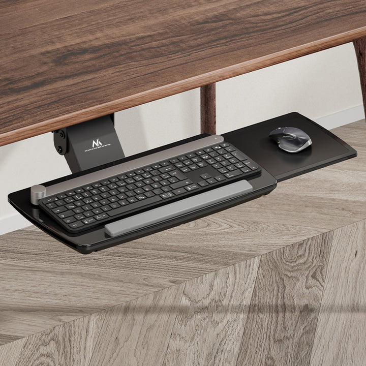 Maclean under-desk keyboard holder, adjustable, max. 5kg, black, MC-156 B