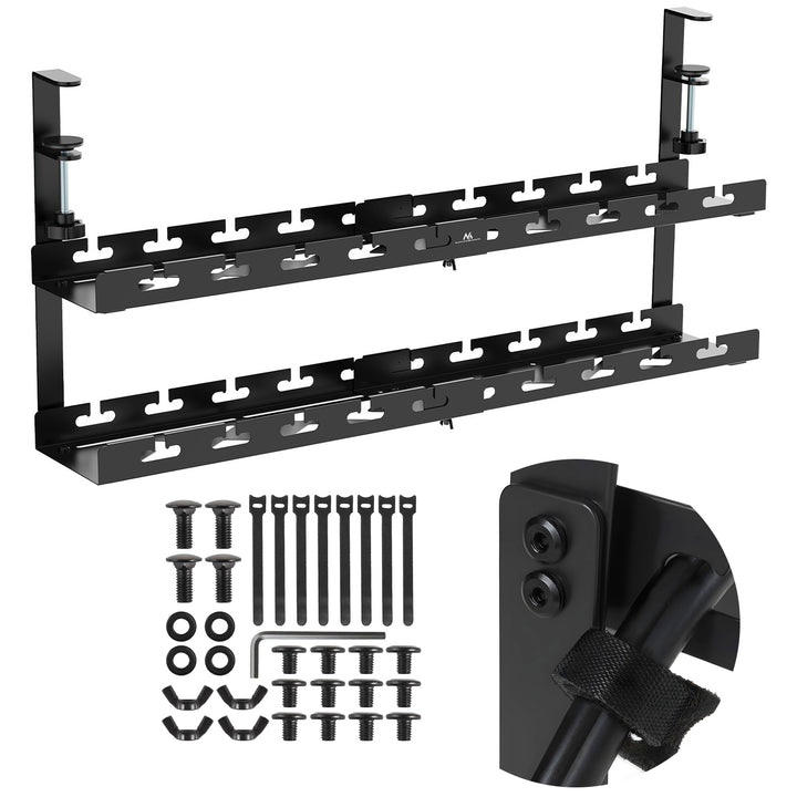 Maclean under-desk cable organizer, max. load 5kg, max. 728mm, 2 levels, black, MC-102 B