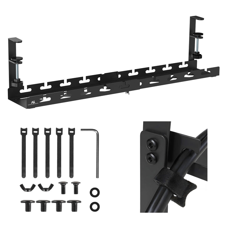 Maclean under-desk cable organizer, max. load 5kg, max. 728mm, black, MC-103 B