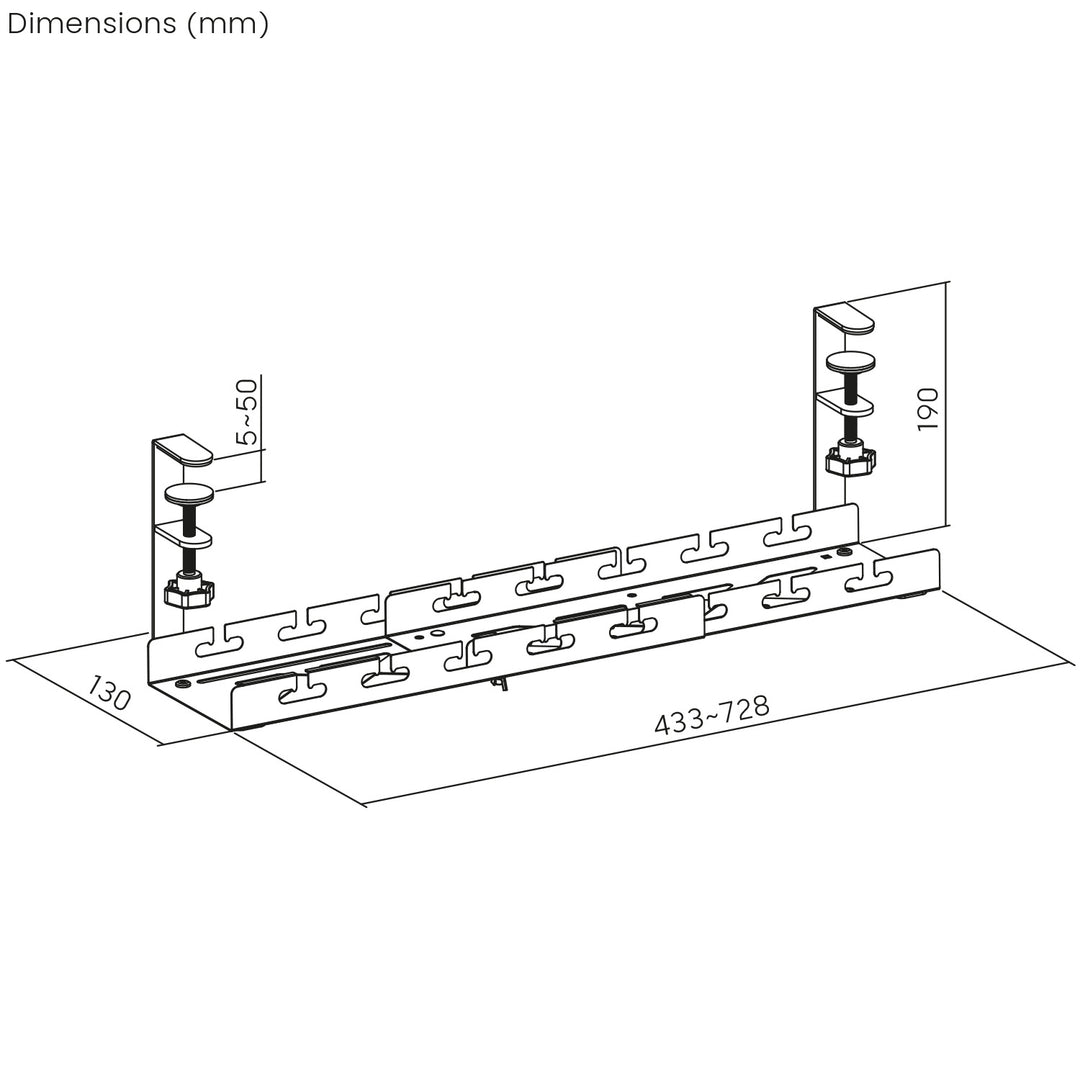 Maclean Untertisch-Kabelorganisation, max. 5kg Belastung, max. 728mm, weiß, MC-103 W
