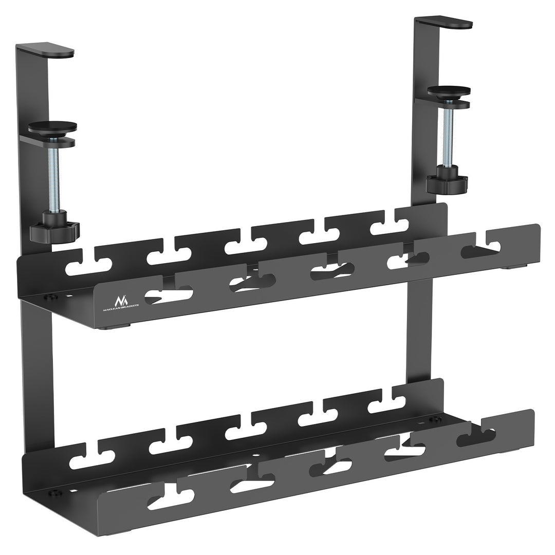 Maclean under-desk cable organizer, max load 5kg, 2 levels, black, MC-104 B