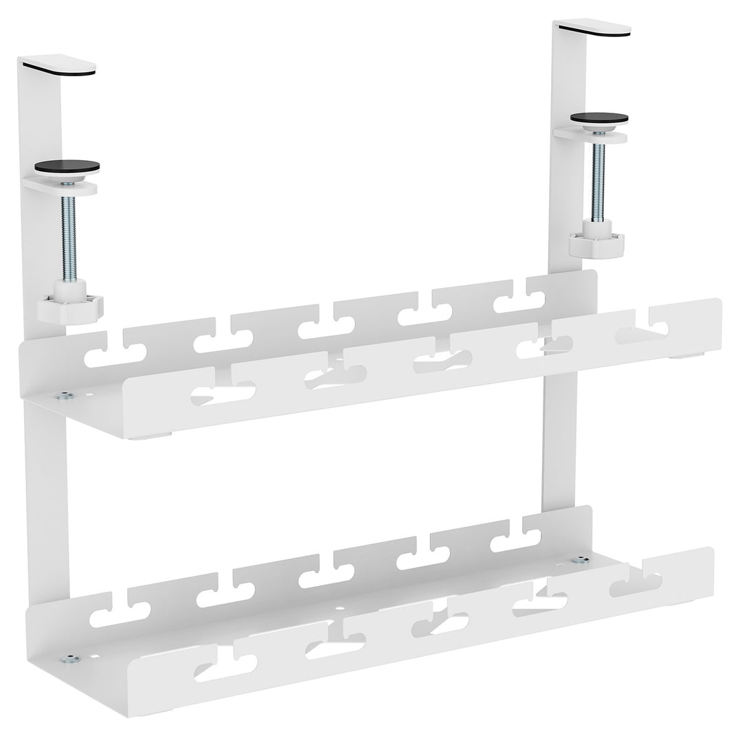 Maclean Untertisch-Kabelsammler, max. 5 kg belastbar, 2 Ebenen, weiß, MC-104 W