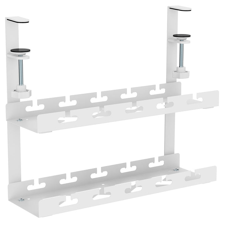 Maclean Untertisch-Kabelsammler, max. 5 kg belastbar, 2 Ebenen, weiß, MC-104 W