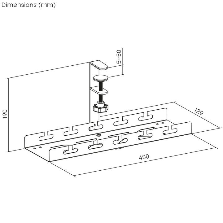 Maclean under-desk cable organizer, max load 5kg, black, MC-105 B
