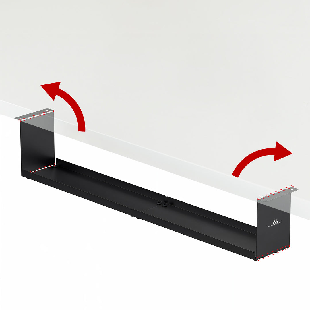 Maclean compact under-desk cable organizer, max load 5kg, black, MC-107 B