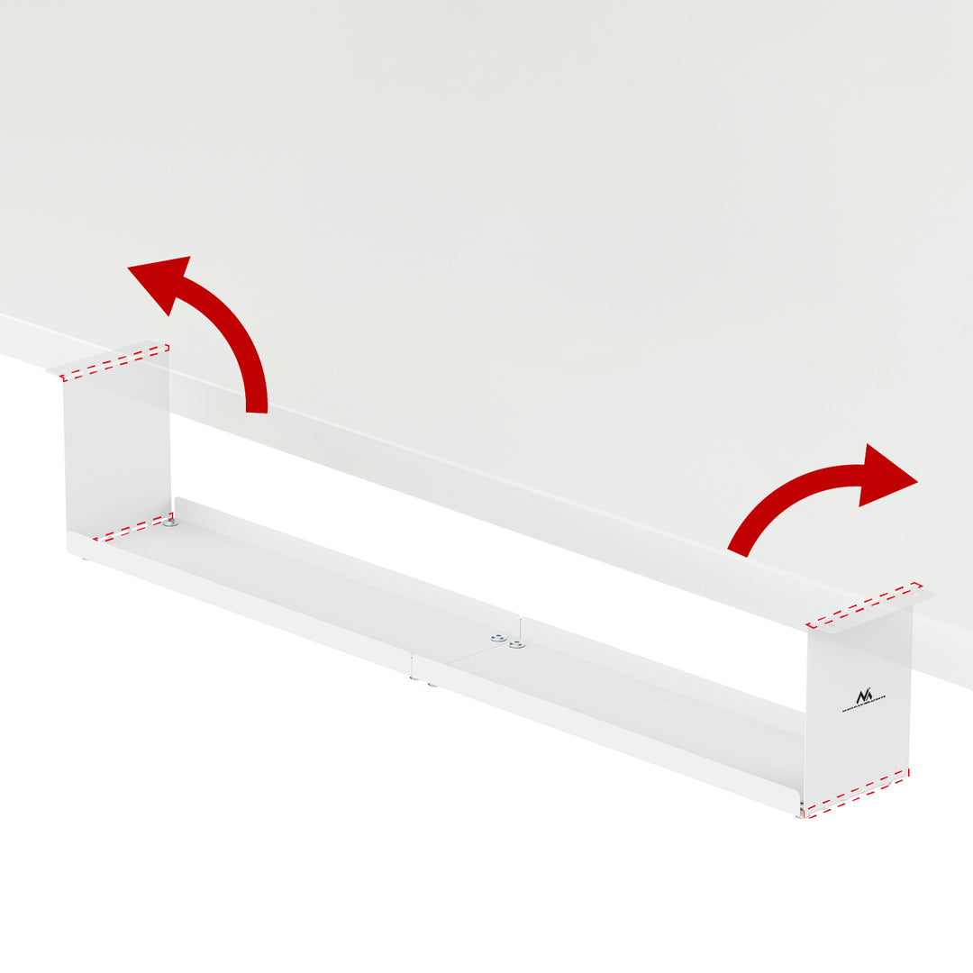 Maclean compact under-desk cable organizer, max load 5kg, white, MC-107 W