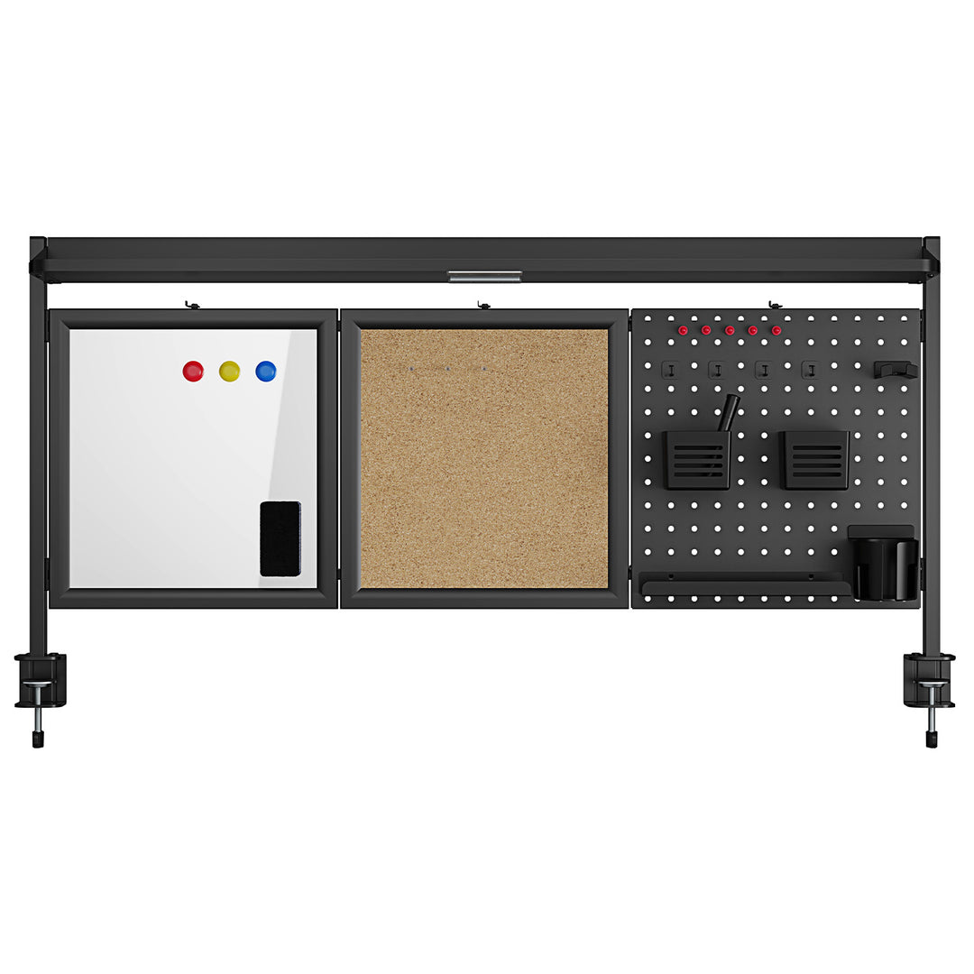 Ergo Office desk divider / organizer, max load 10kg, white and cork board, width 1250mm, black,ER-300 B