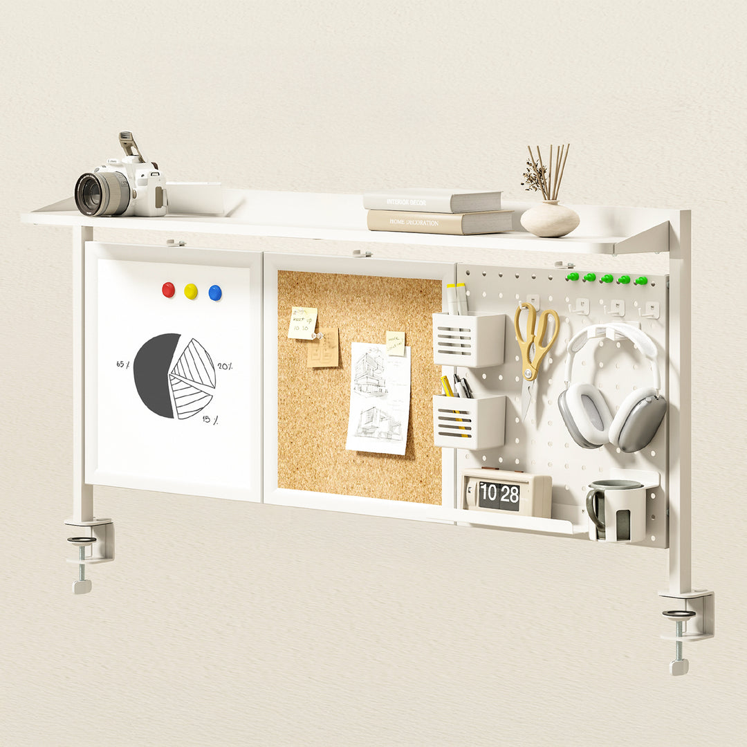 Ergo Office desk divider / organizer, max load 10kg, white and cork board, width 1250mm, white, ER-300 W