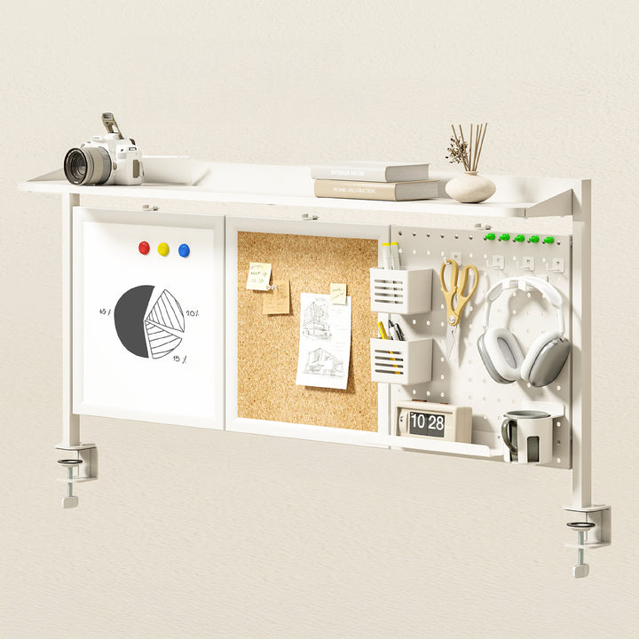 Ergo Office desk divider / organizer, max load 10kg, white and cork board, width 1250mm, white, ER-300 W