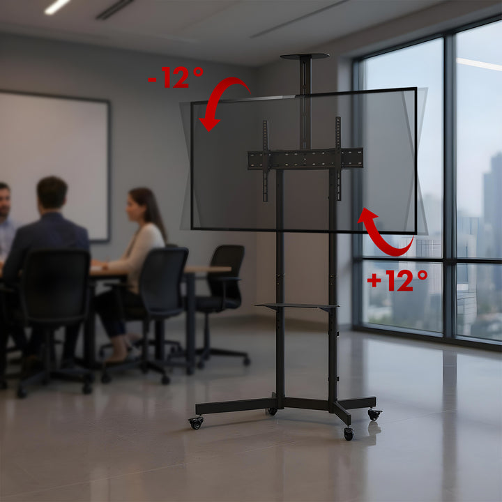 Maclean TV stand / cart, camera shelf, on wheels, 37-70", max load 45kg/5kg shelf, max. VESA 600x400, MC-113 B