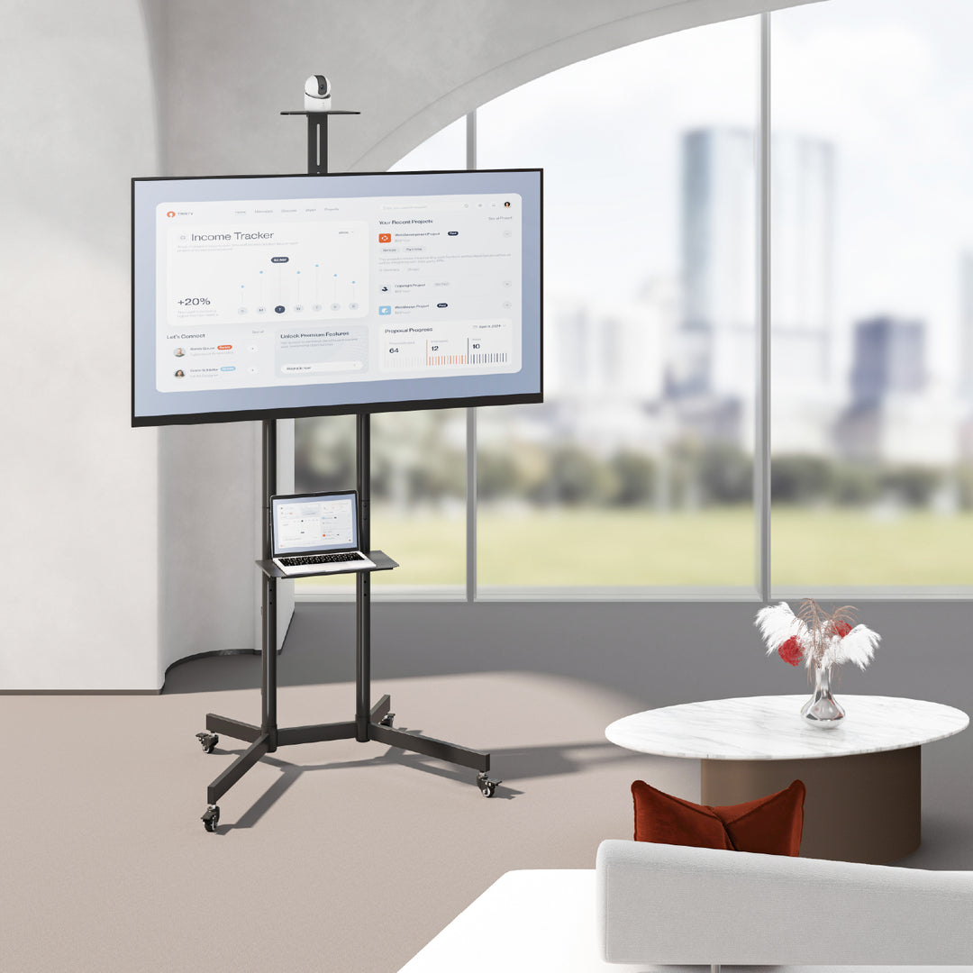 Maclean TV stand / cart, camera shelf, on wheels, 37-70", max load 45kg/5kg shelf, max. VESA 600x400, MC-113 B