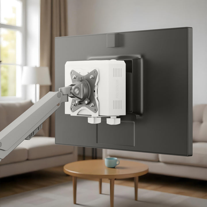 Mini soporte para ordenador Maclean, alcance 17-70 mm, compatible con VESA, carga máx. 5 kg, blanco, MC-115 W