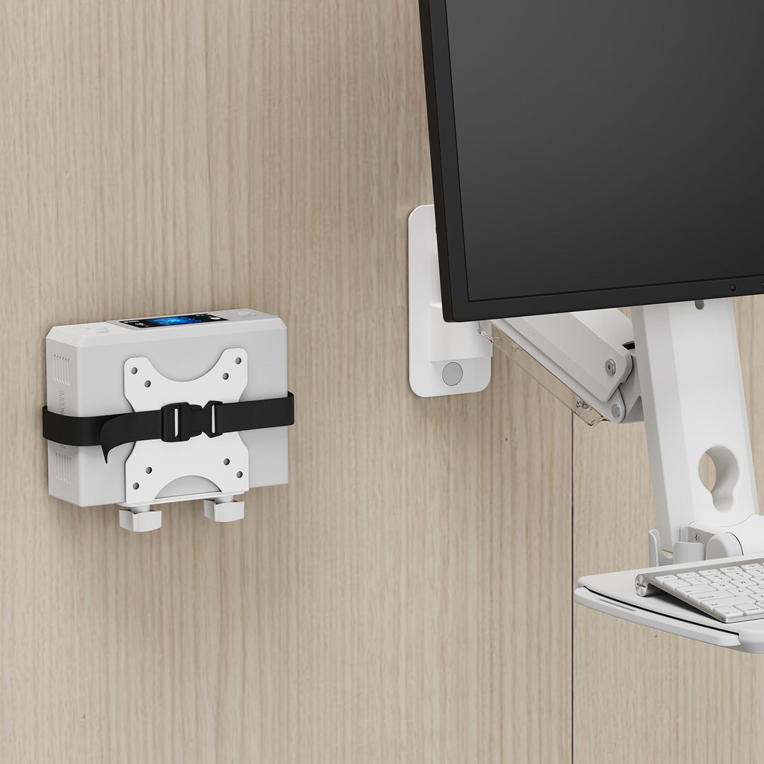 Mini soporte para ordenador Maclean, alcance 17-70 mm, compatible con VESA, carga máx. 5 kg, blanco, MC-115 W
