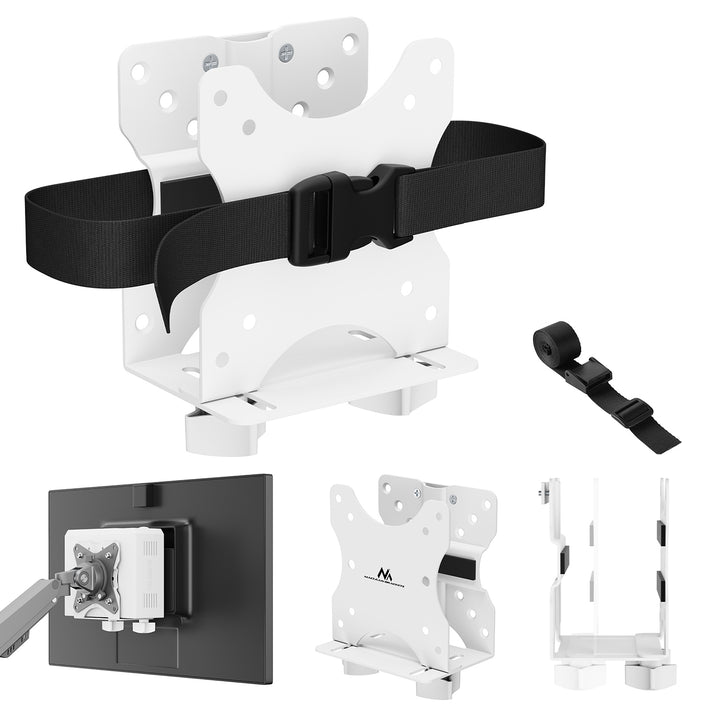 Mini soporte para ordenador Maclean, alcance 17-70 mm, compatible con VESA, carga máx. 5 kg, blanco, MC-115 W