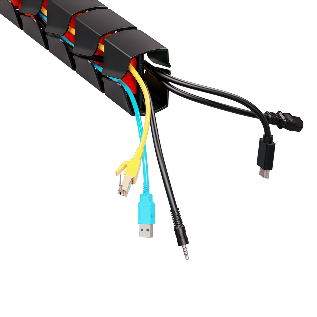 Nano RS desk cable organizer / cable grille, 1345mm, black and red, RS125