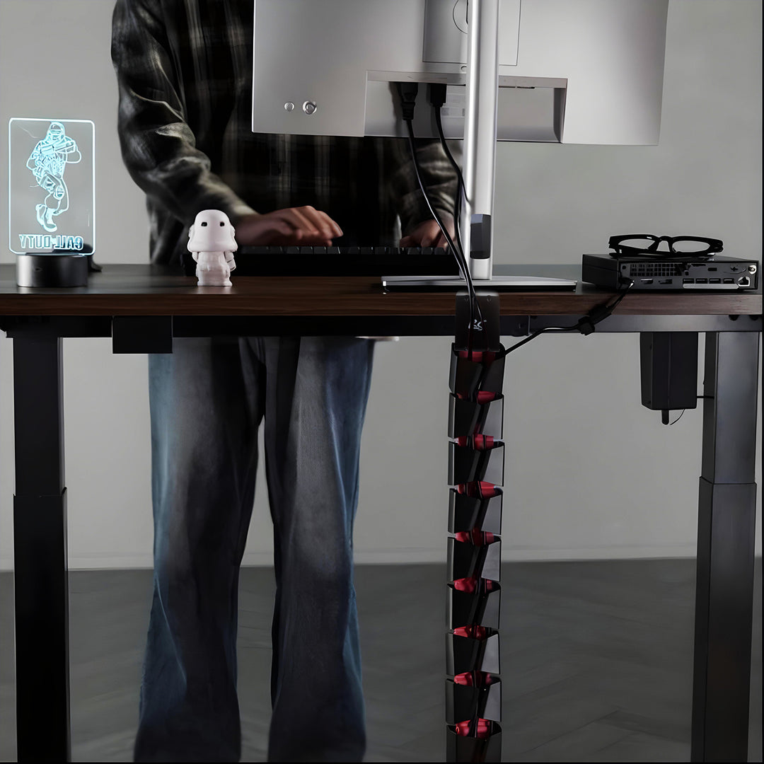 Nano RS desk cable organizer / cable grille, 1345mm, black and red, RS125