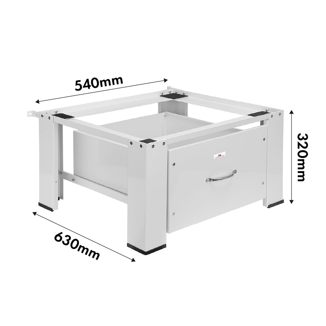 Sockel für Waschmaschine / Trockner mit Schublade Maclean, max. Belastung 150kg, weiß, MC-117 W