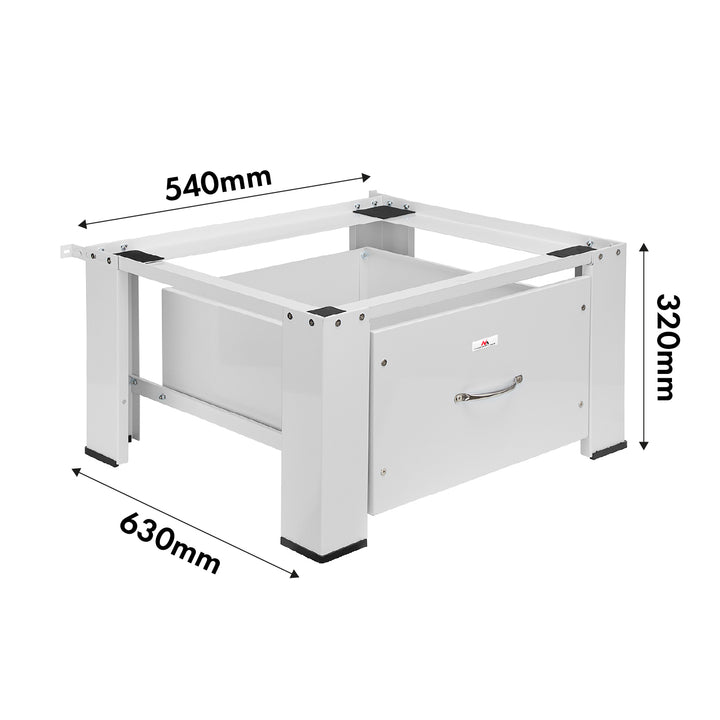 Sockel für Waschmaschine / Trockner mit Schublade Maclean, max. Belastung 150kg, weiß, MC-117 W