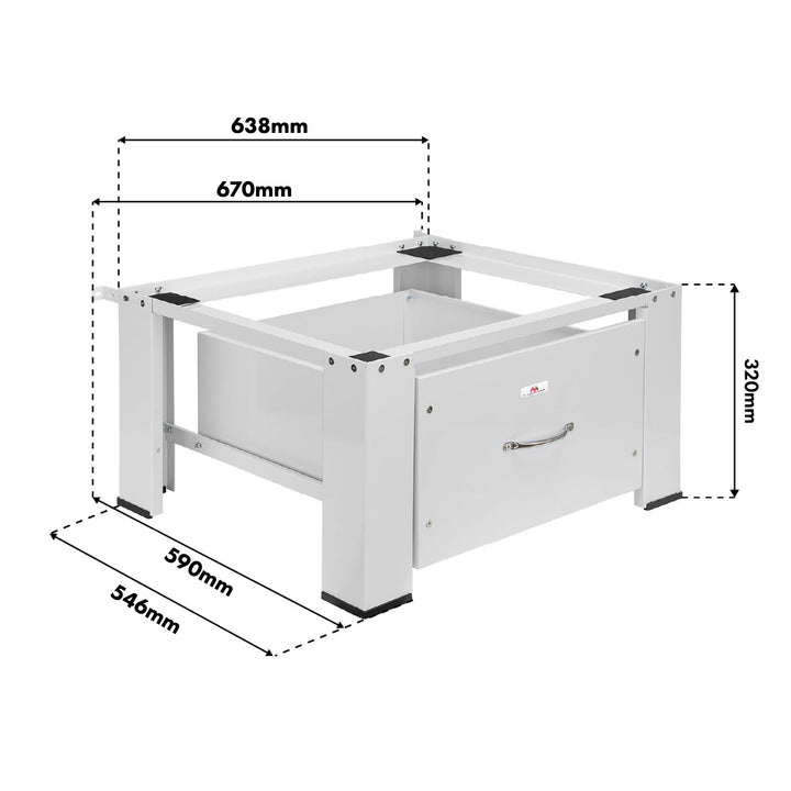 Waschmaschinen-/Trocknerunterschrank mit Schublade von Maclean, max. Belastbarkeit 150 kg, weiß, MC-117 W
