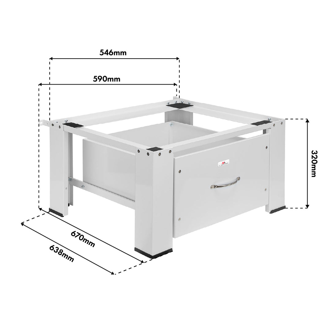 Base para lavadora/secadora con cajón Maclean, carga máxima de 150 kg, blanca, MC-117 W