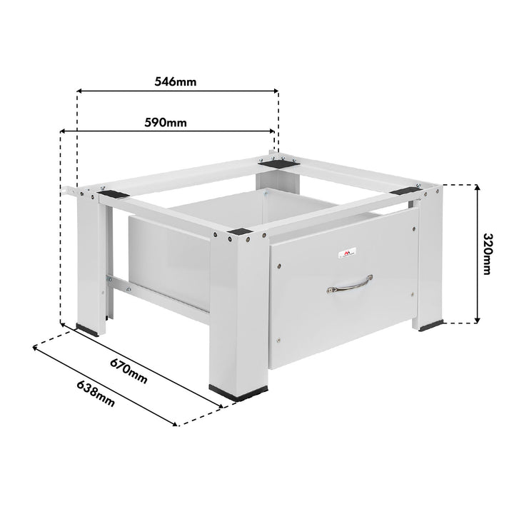 Base para lavadora/secadora con cajón Maclean, carga máxima de 150 kg, blanca, MC-117 W
