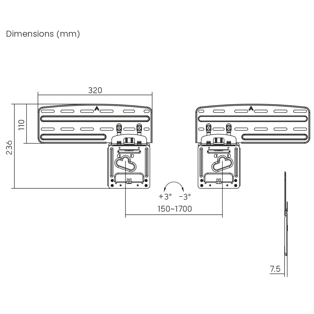 Maclean MC-806 N Soporte de TV, compatible con televisores Samsung QLED TV, 43"-85", máx. 60kg