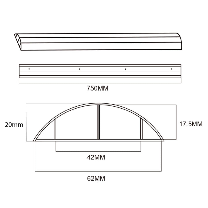 Cubrecables de aluminio Maclean, 62x20x750mm, plata, MC-814 S