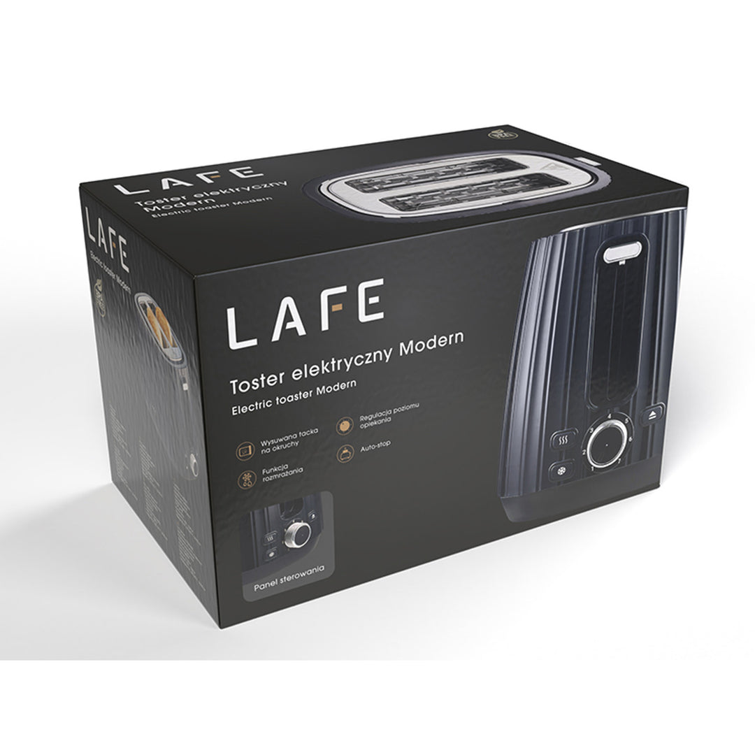 Lafe toaster, 7-stage toasting control, 1080W max, black, Modern