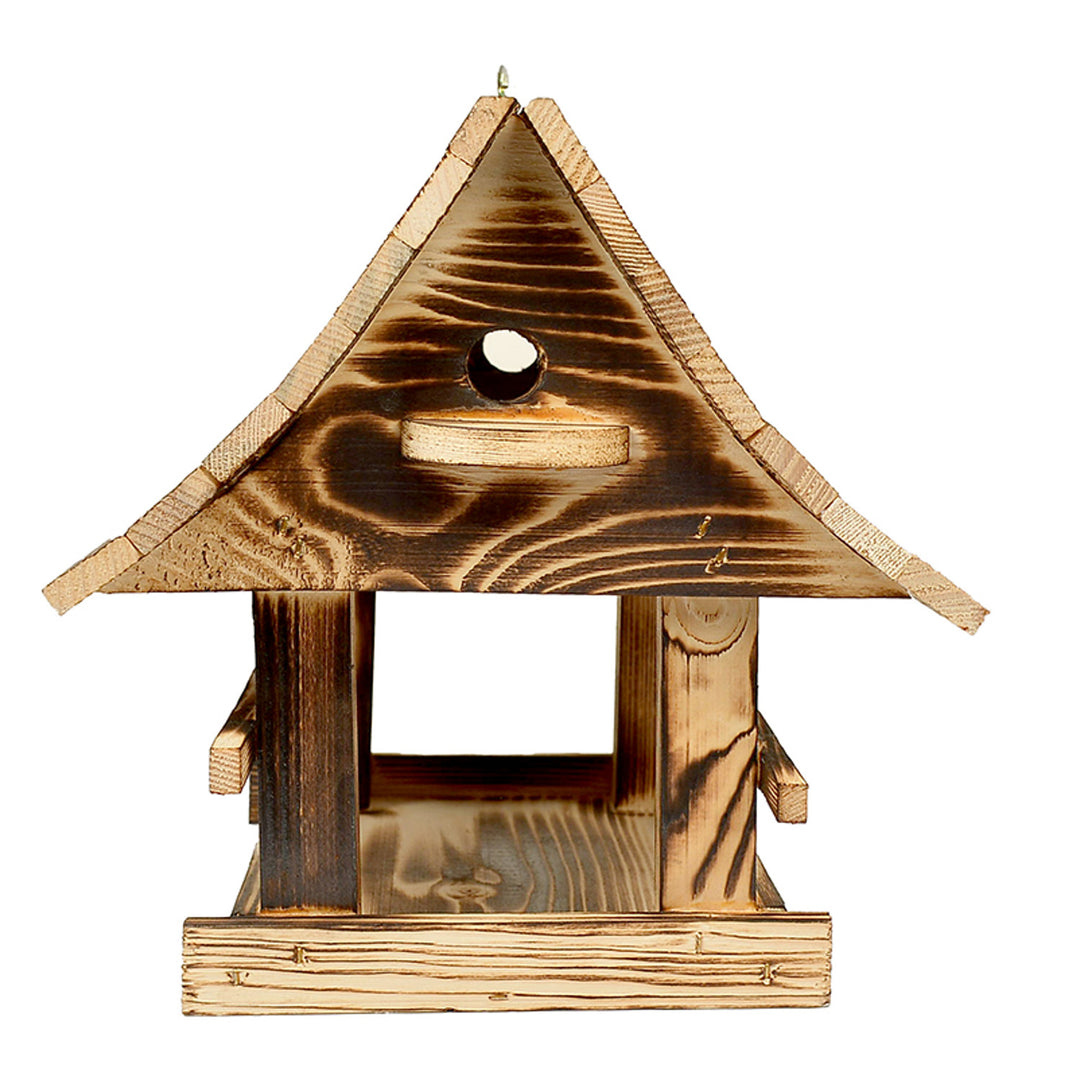 Woodok bird feeder, wooden, folded, tan, hanging hook