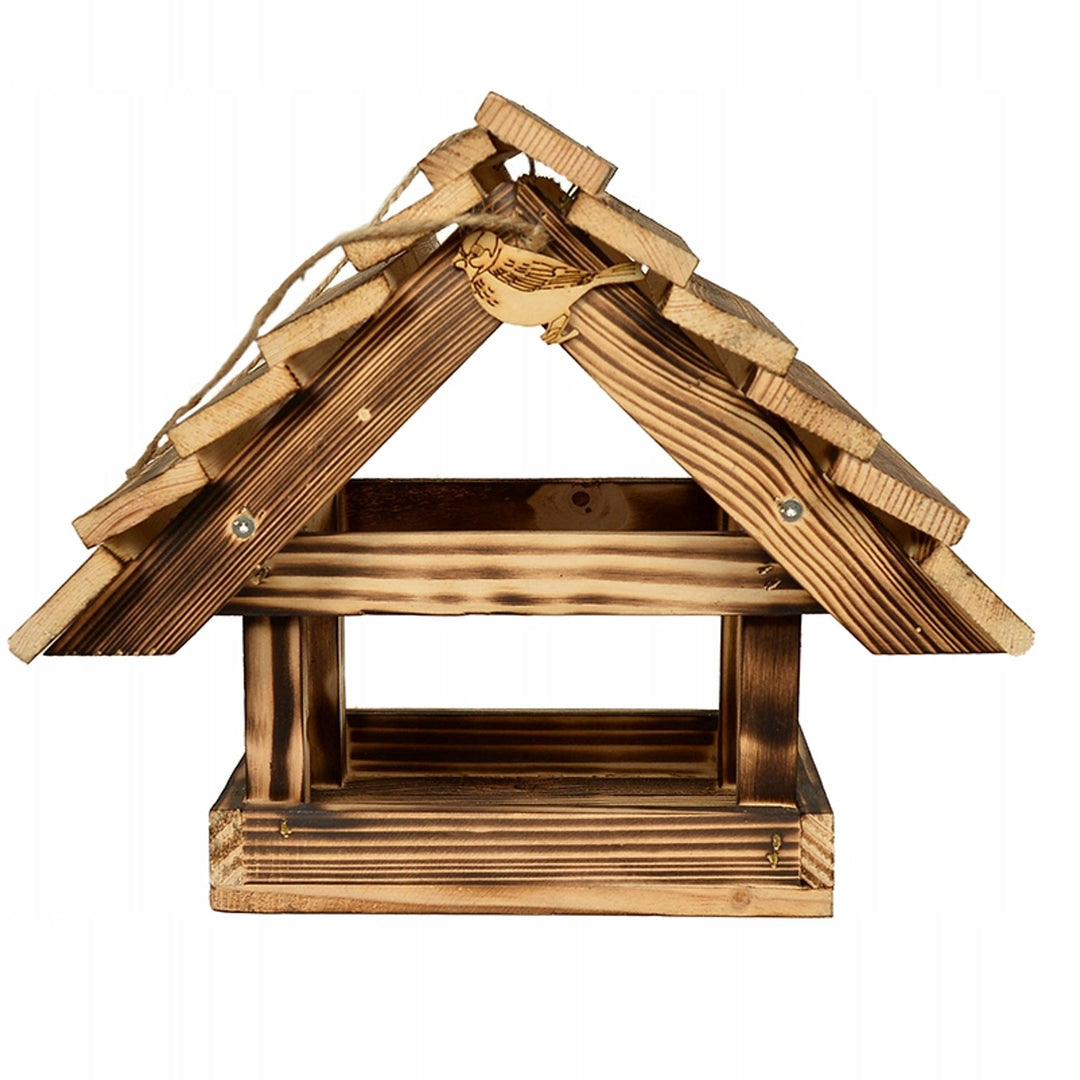 Wooden tan bird feeder for the garden XXL 30x25 cm