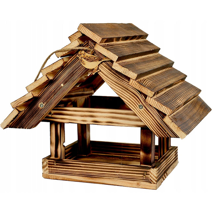 Wooden tan bird feeder for the garden XXL 30x25 cm