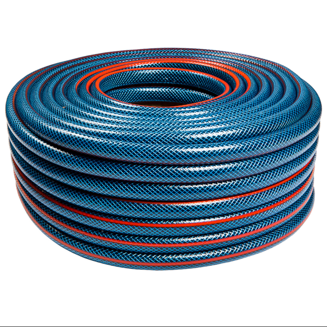 Vartco Light Blue 4-ply water hose Garden hose Garden irrigation hose Flexible Flexible hose Polyester cross braid UV-resistant 22 bar 1" 20m